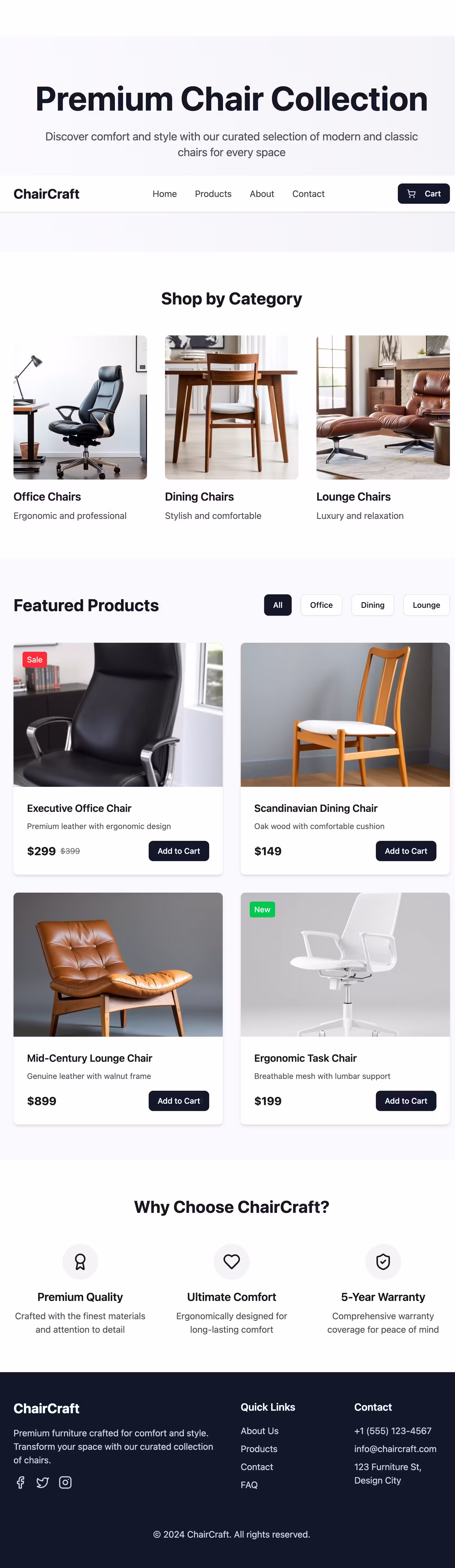 Chair Showcase - Premium Furniture Collection
